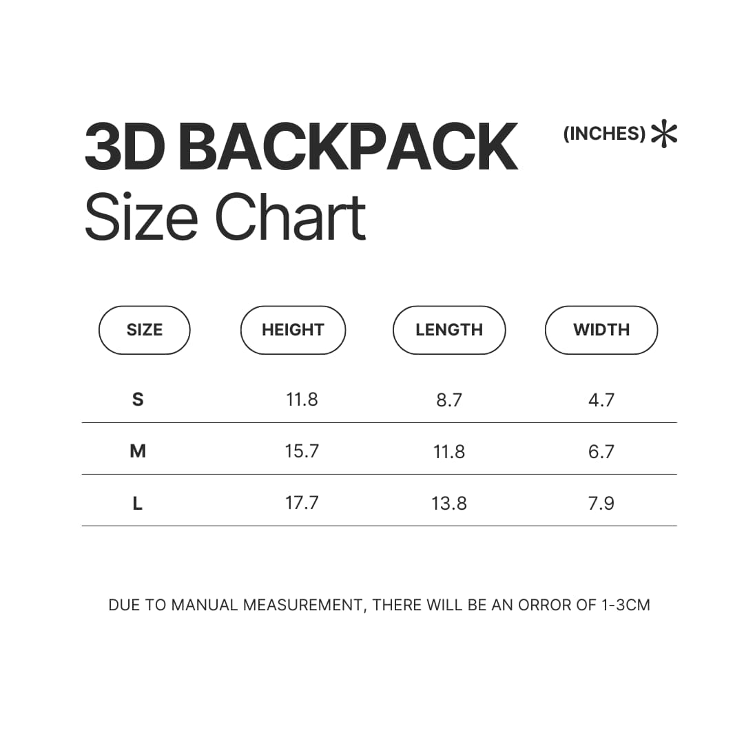 3D Backpack Size Chart - Dragon Ball Z AU Store