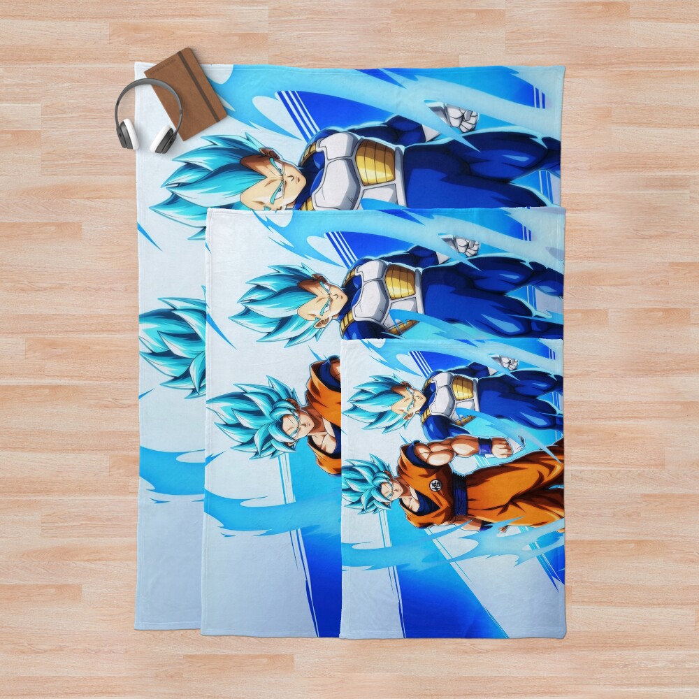 Goku And Vegeta Super Saiyan Blue Calm Power Art Throw Blanket - Image 3