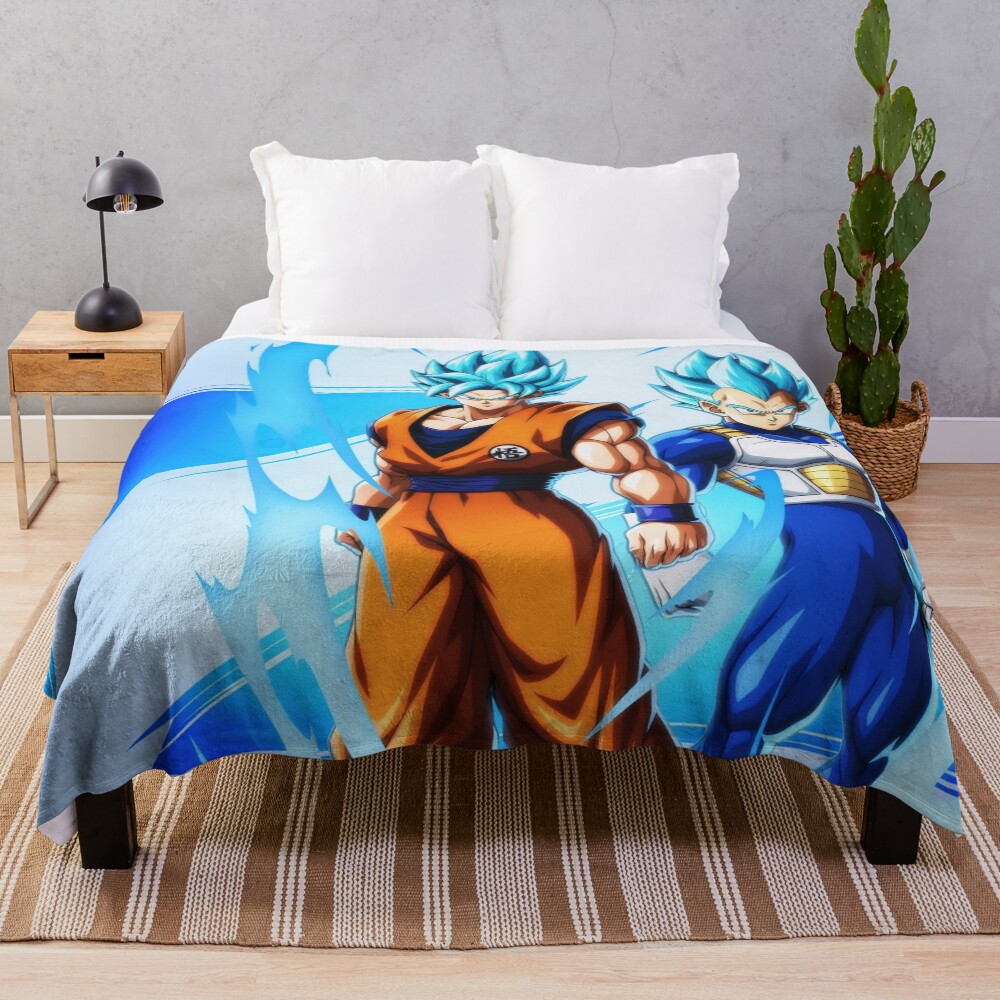 Goku And Vegeta Super Saiyan Blue Calm Power Art Throw Blanket