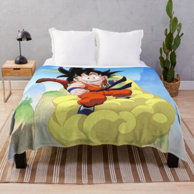 Db Goku On Flying Nimbus Throw Blanket